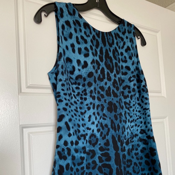 Dolce & Gabbana Silk TEAL Blue Leopard Print Blouse / Top Sz 42 Small - Picture 3 of 9